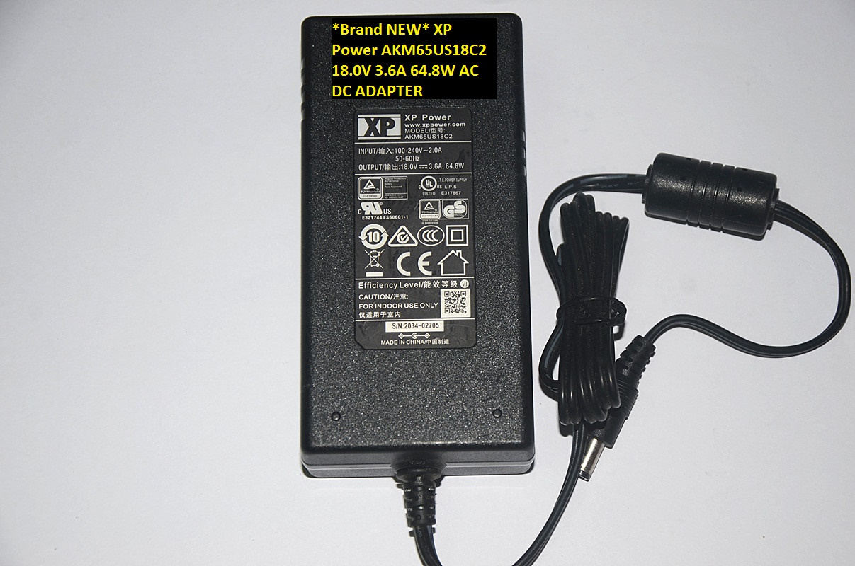 *Brand NEW* XP Power 64.8W 18.0V 3.6A AC DC ADAPTER AKM65US18C2 Power Supply